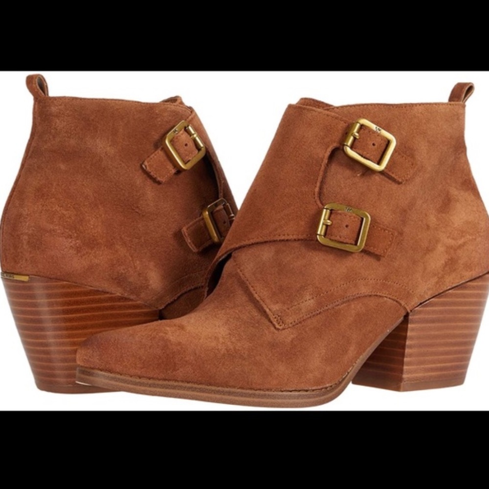 Beautiful BURNISHED SUEDE Michael Michael Kors ankle boots in luggage color